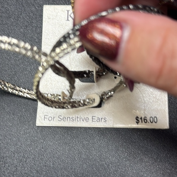 Kim Rogers Sensitive Ears Hoop Earrings (Set of 3 gold/gun metal/silver) NWT - Picture 2 of 3